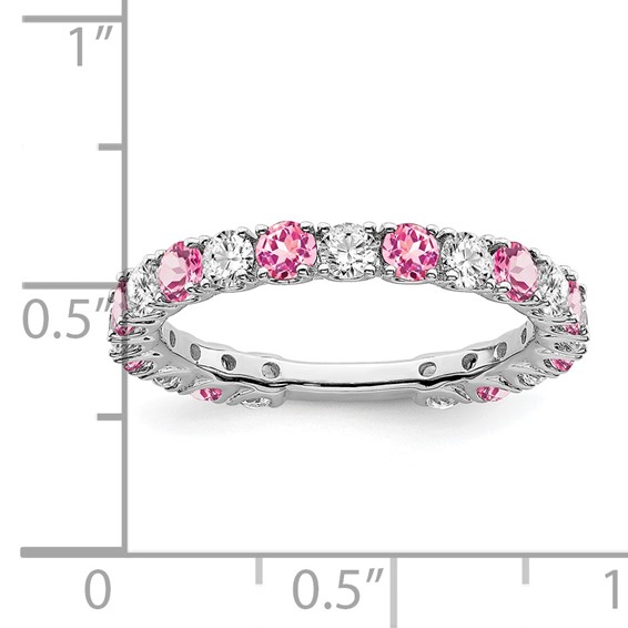 14k White Gold Gemstone and Diamond Band