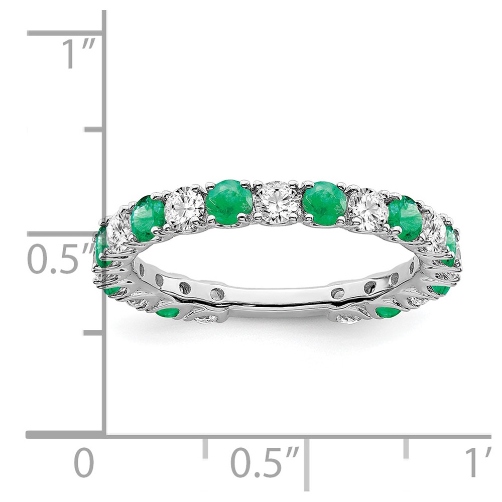 14k White Gold Created Emerald and Diamond Band (RM7113-EM-077-WA)