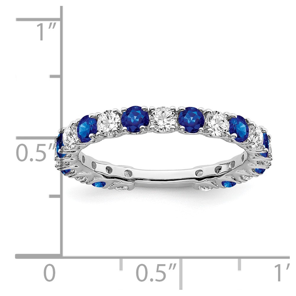 14k White Gold Created Sapphire and Diamond Band (RM7113-SA-077-WA)