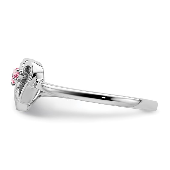14k White Gold Pink Tourmaline Double Heart Ring