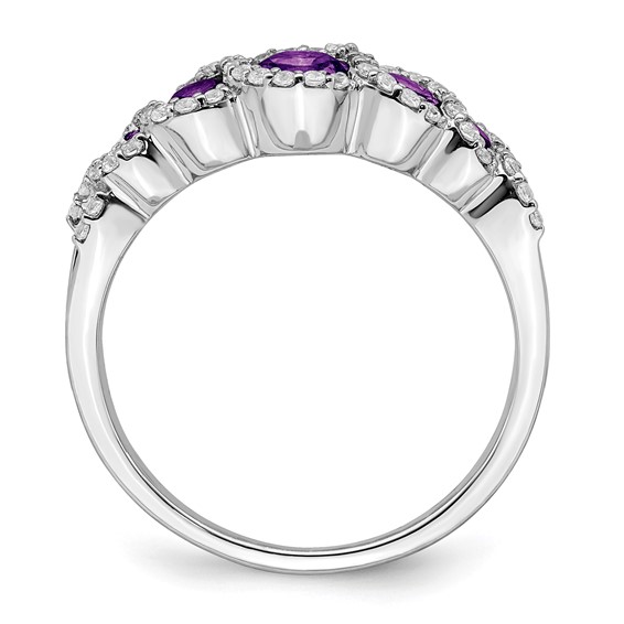 14k Yellow Gold Amethyst and Diamond Ring