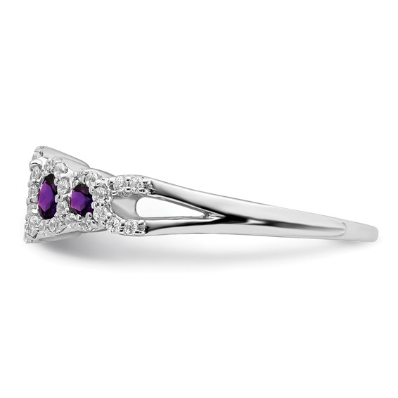 14k Yellow Gold Amethyst and Diamond Ring