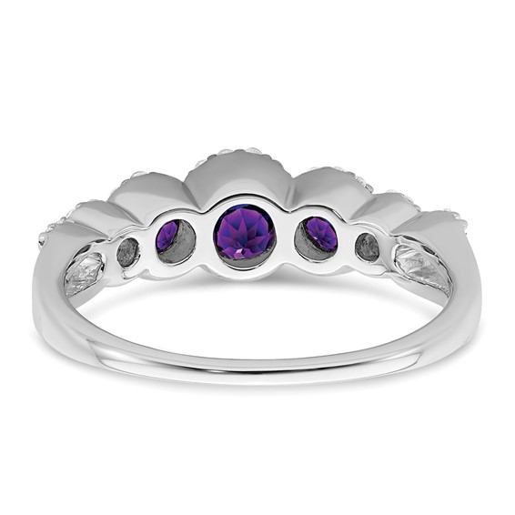 14k Yellow Gold Amethyst and Diamond Ring