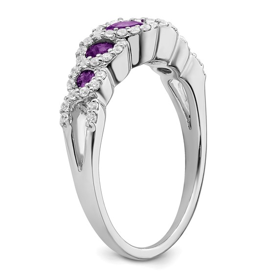 14k Yellow Gold Amethyst and Diamond Ring