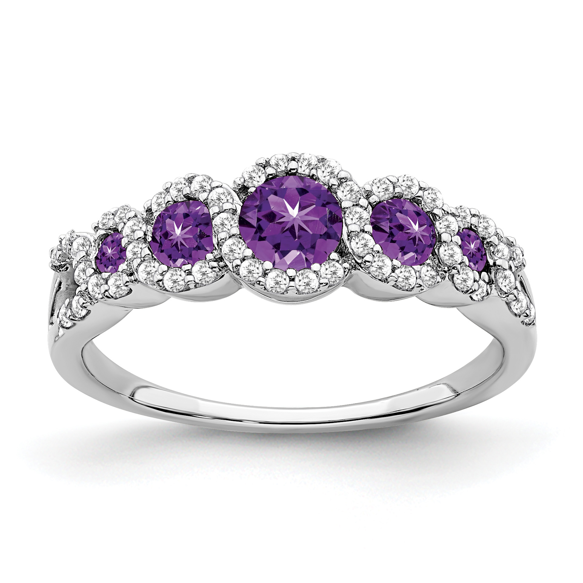14k White Gold Amethyst and Diamond Ring (RM7115-AM-025-WA)
