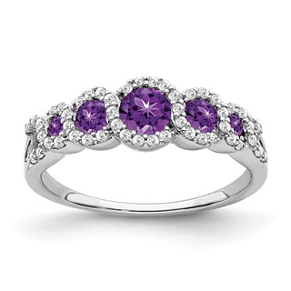 14k Yellow Gold Amethyst and Diamond Ring