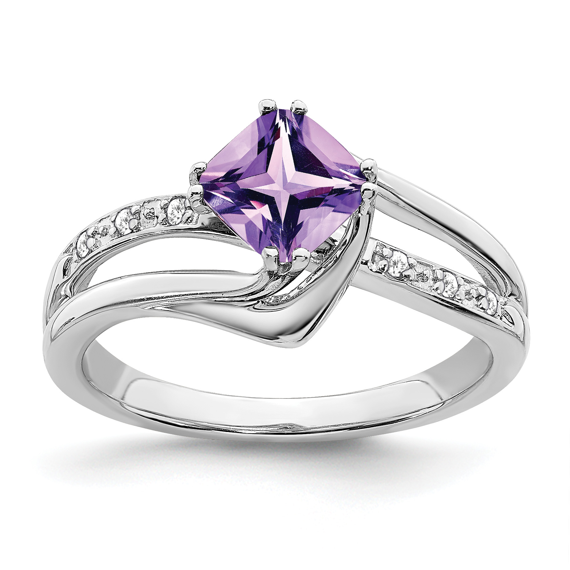 14k White Gold Amethyst and Diamond Ring (RM7116-AM-004-WA)