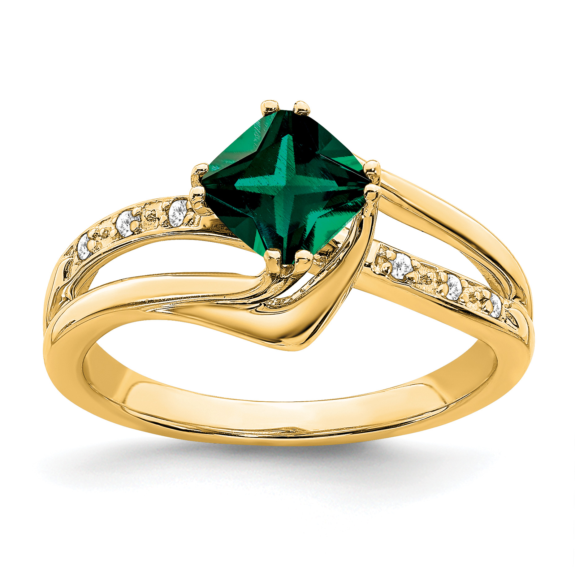 14k Created Emerald and Diamond Ring (RM7116-EM-004-YA)