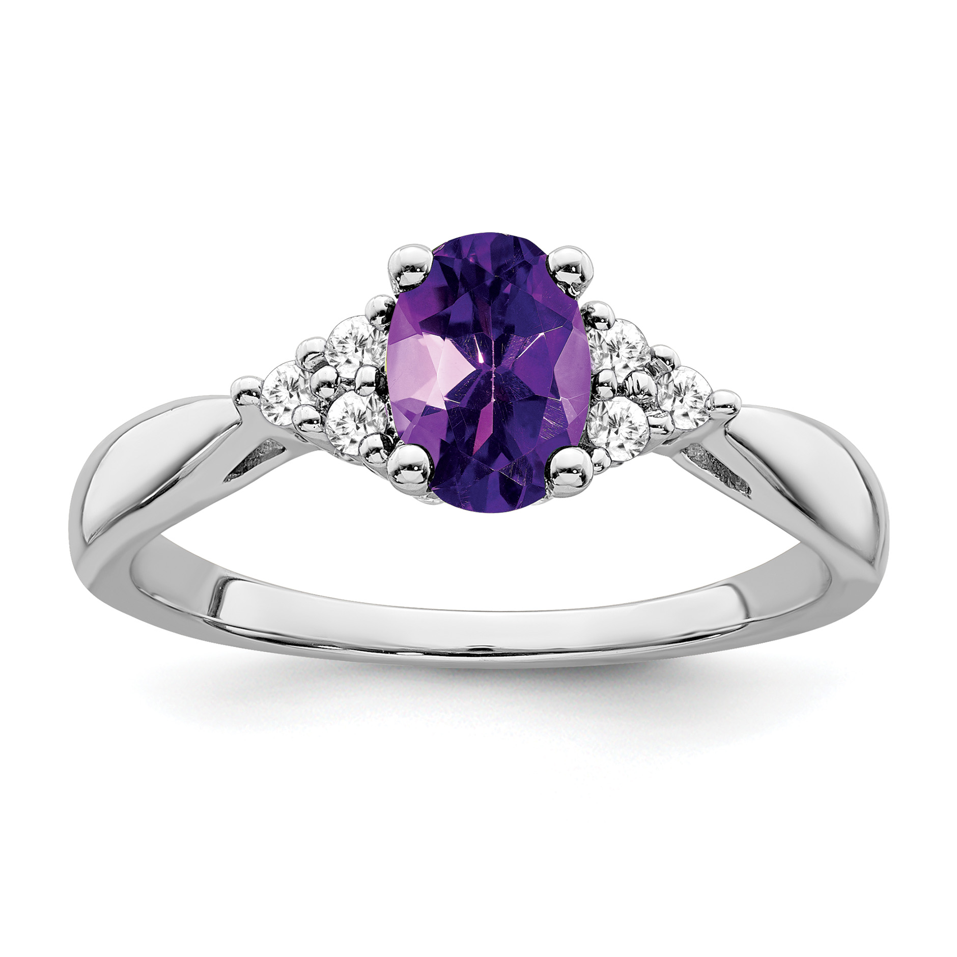 14k White Gold Amethyst and Diamond Ring (RM7118-AM-012-WA)