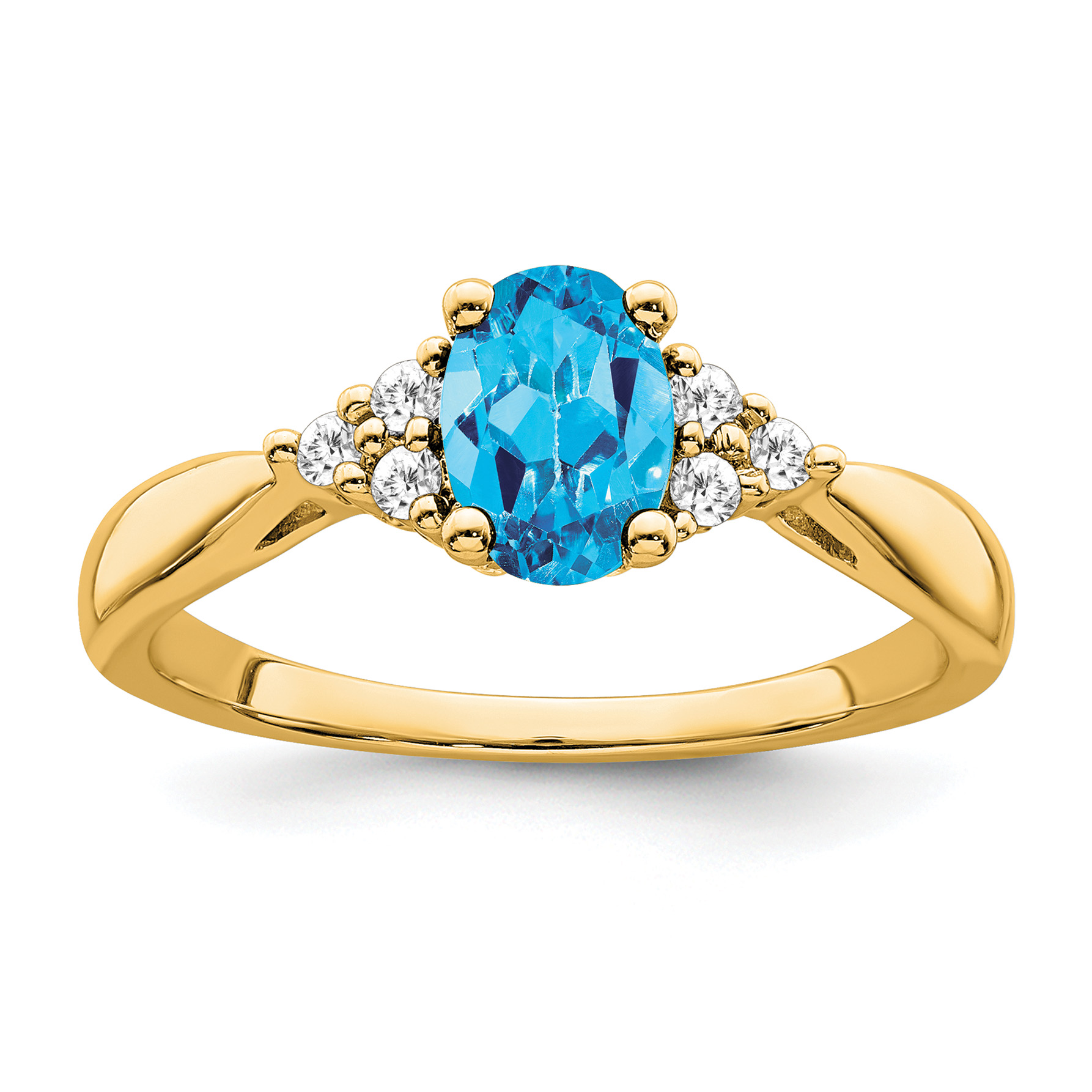 14k Blue Topaz and Diamond Ring (RM7118-BT-012-YA)