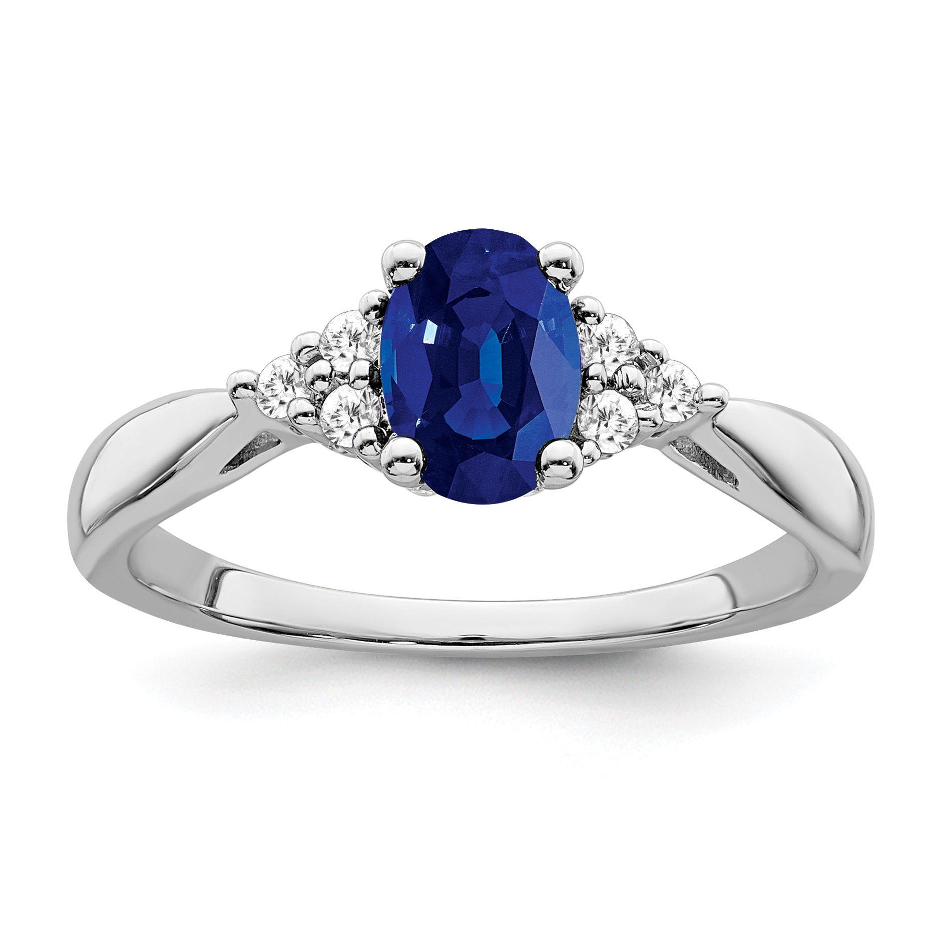 14k White Gold Created Sapphire and Diamond Ring (RM7118-SA-012-WA)