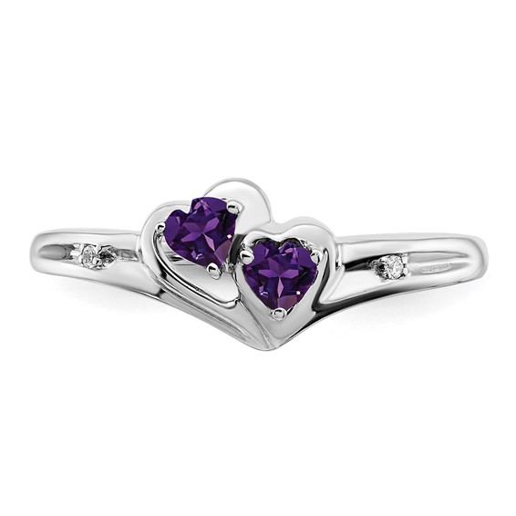Gemstone and Diamond 2-stone Heart Rings