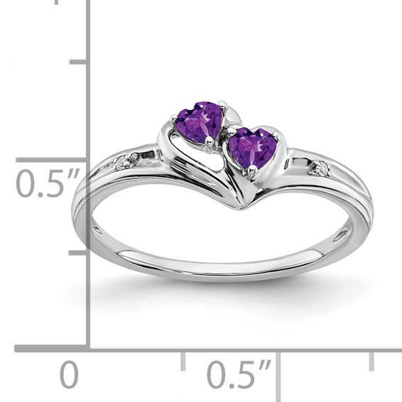Gemstone and Diamond 2-stone Heart Rings
