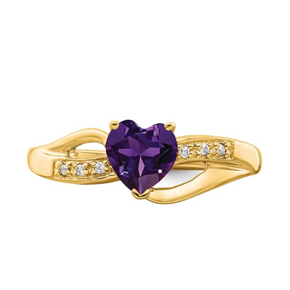 Gemstone and Diamond Heart Ring