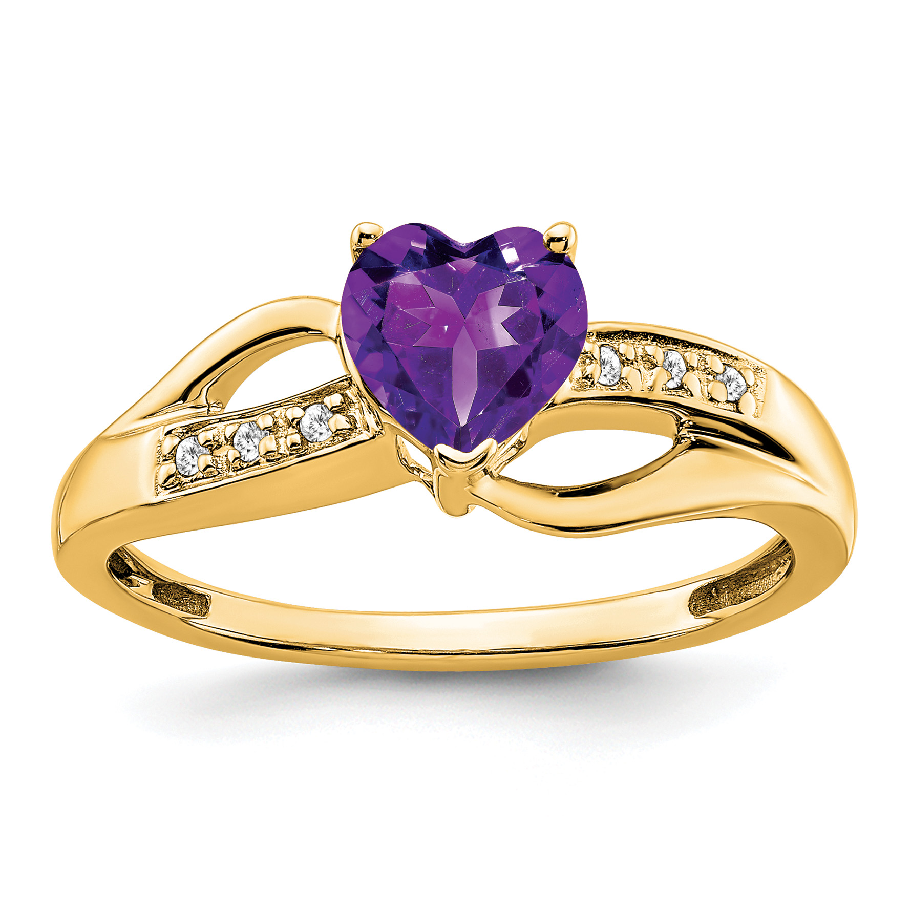 14k Amethyst and Diamond Heart Ring (RM7152-AM-003-YA)