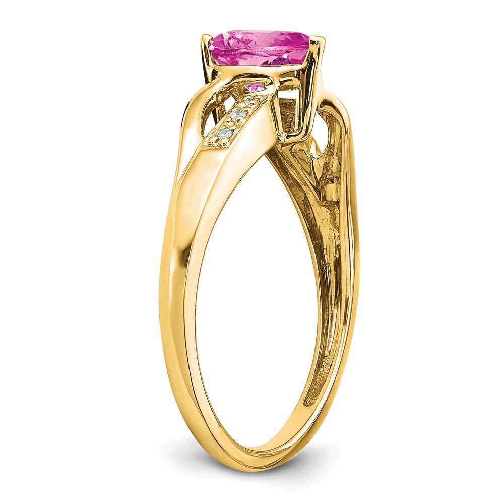 14k Created Pink Sapphire and Diamond Heart Ring (RM7152-CPS-003-YA)
