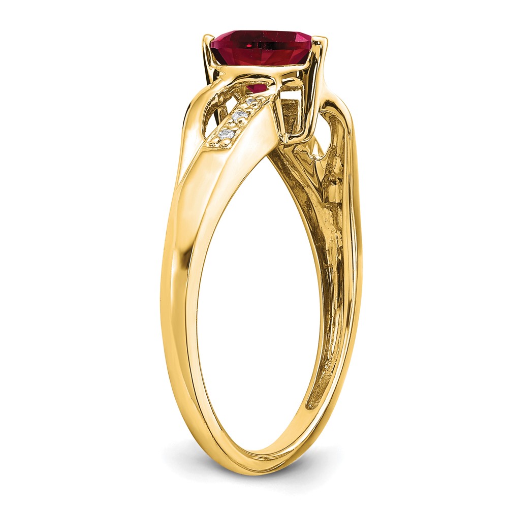 14k Created Ruby and Diamond Heart Ring (RM7152-RU-003-YA)