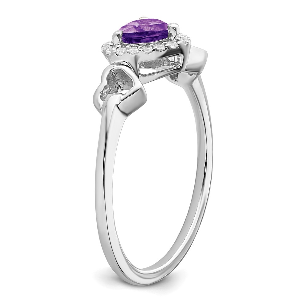 14k White Gold Amethyst and Diamond Heart Ring (RM7154-AM-009-WA)