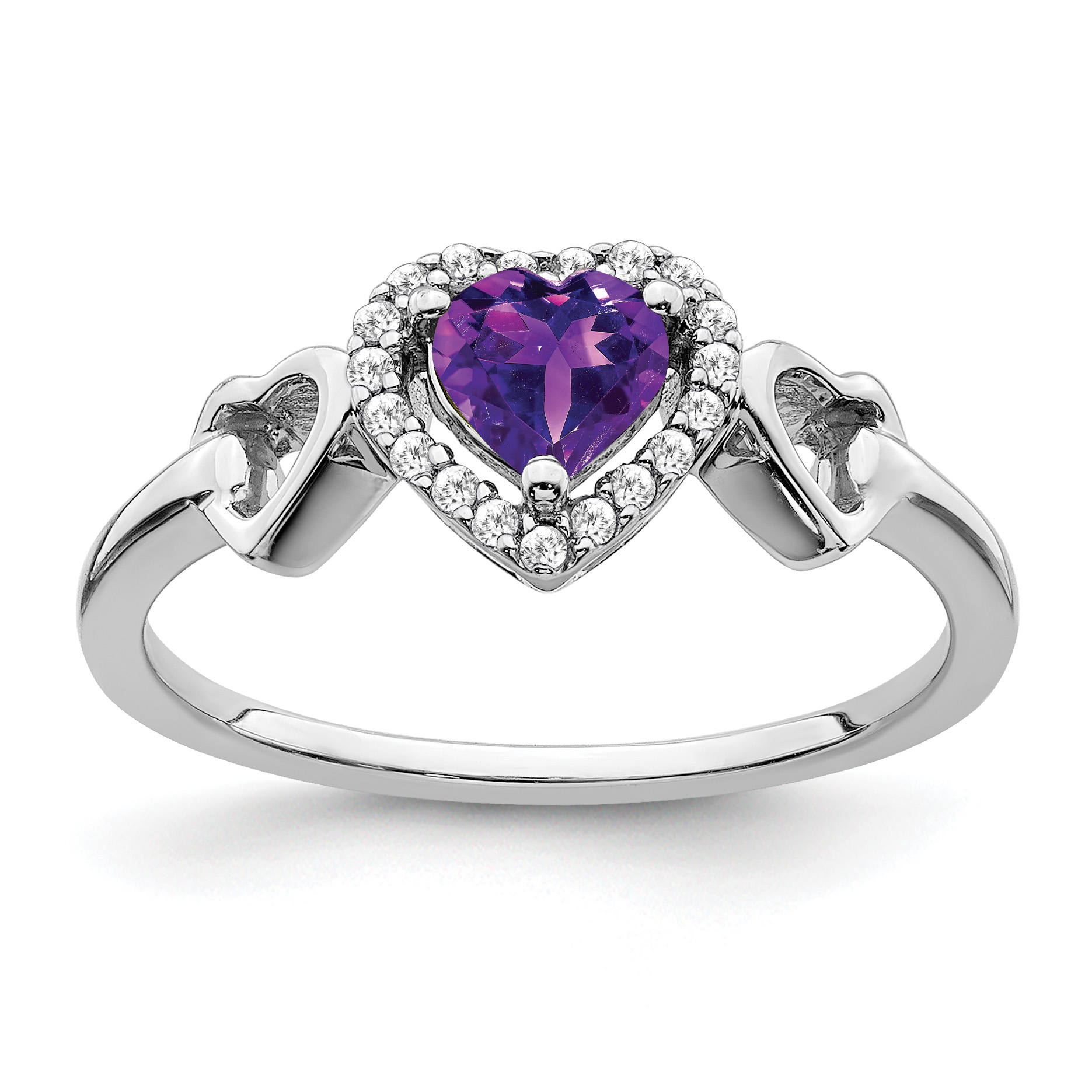 14k White Gold Amethyst and Diamond Heart Ring (RM7154-AM-009-WA)