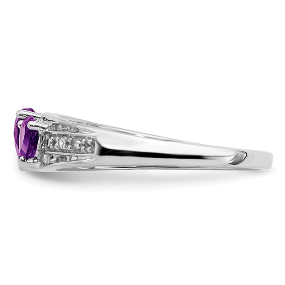 White Gold Gemstone and Diamond Heart Ring