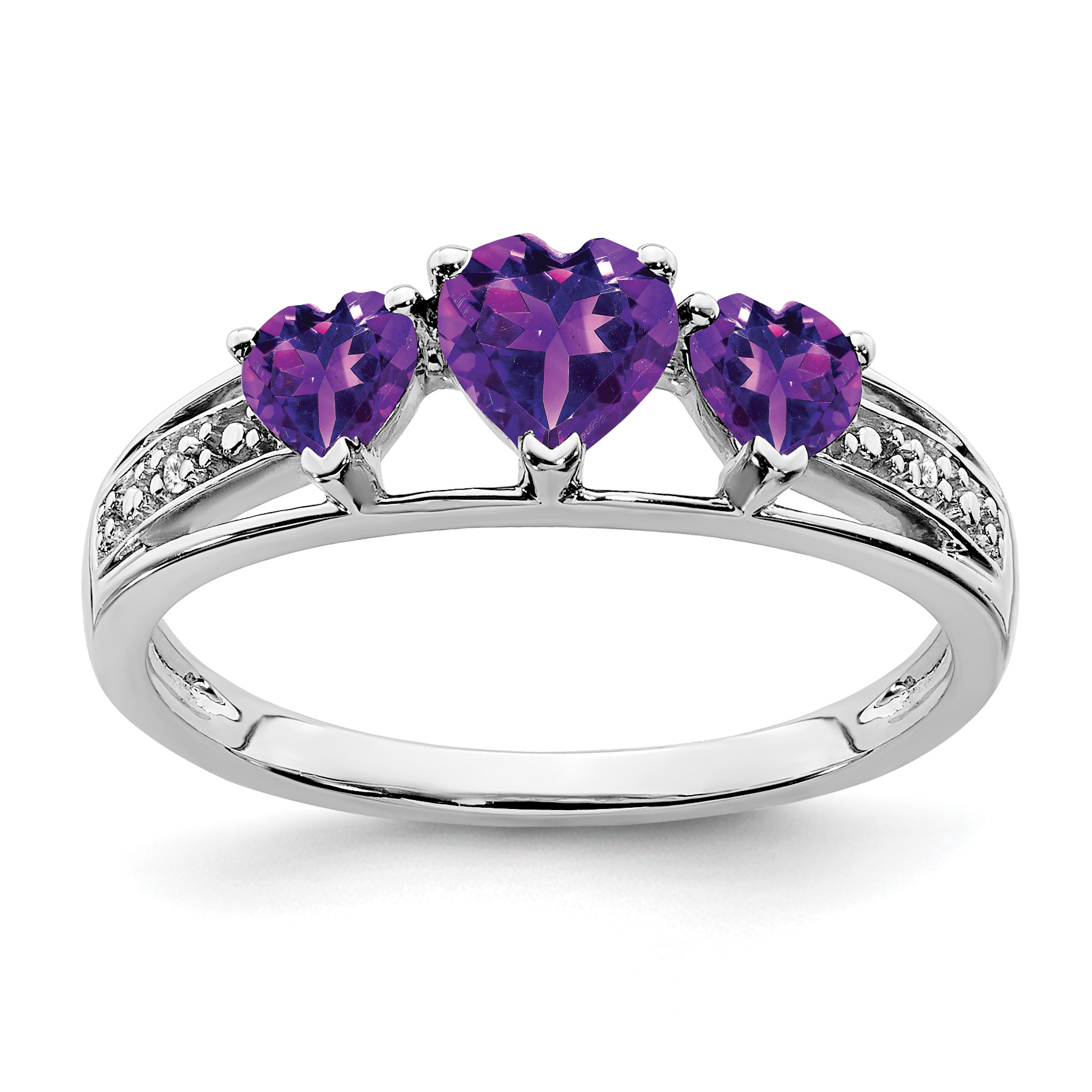 14k White Gold Amethyst and Diamond Heart Ring (RM7155-AM-001-WA)