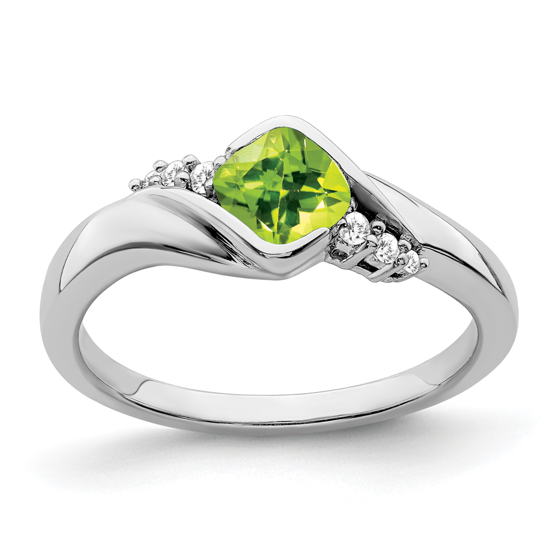 14k White Gold Peridot and Diamond Ring (RM7156-PE-006-WA)