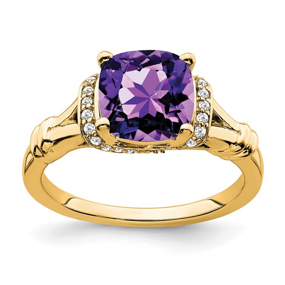 Cushion Gemstone and Diamond Rings