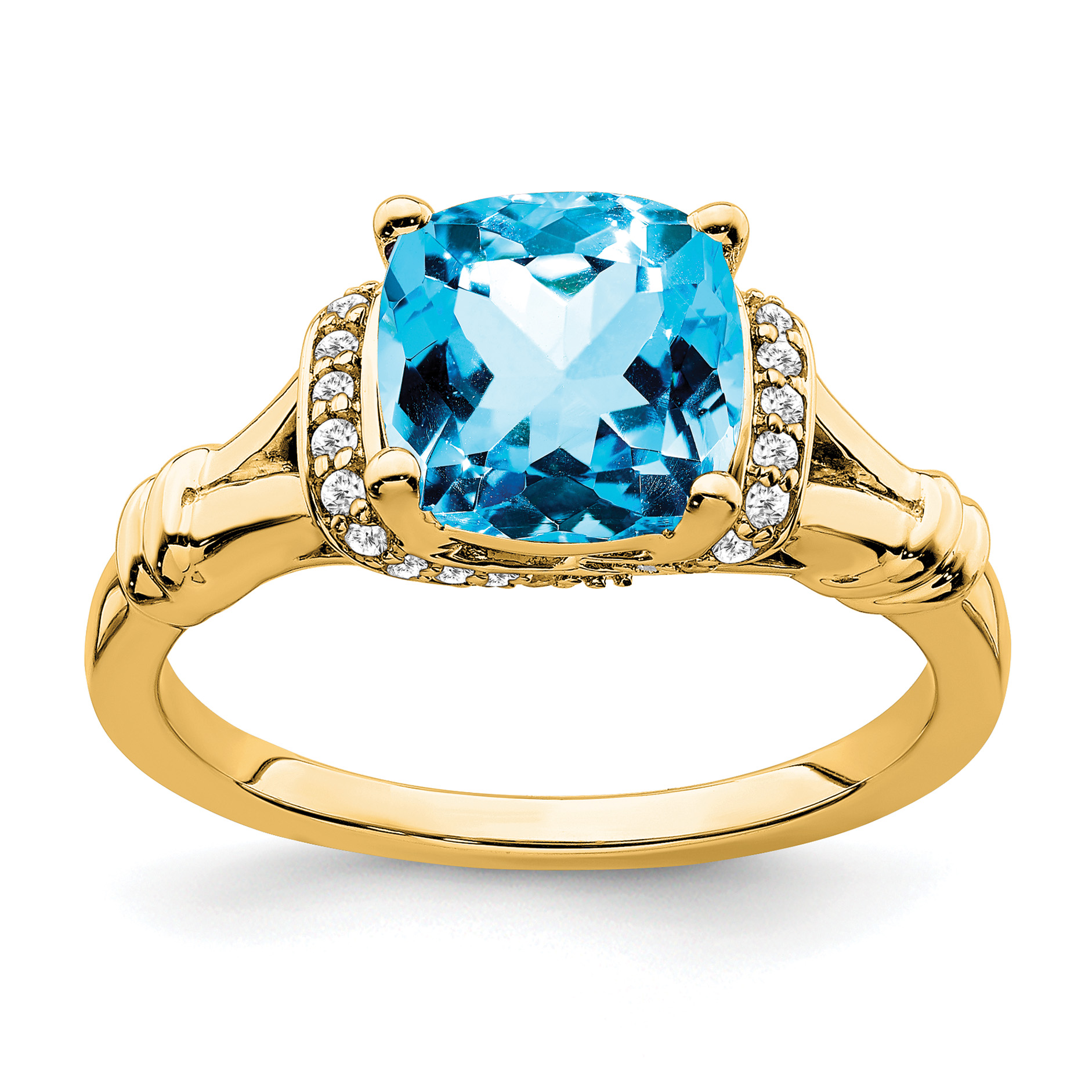 14k Blue Topaz and Diamond Ring (RM7158-BT-013-YA)
