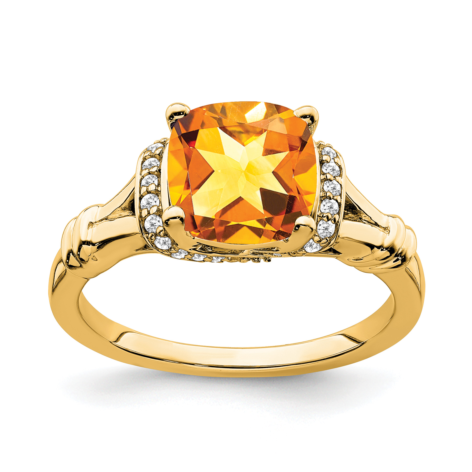14k Citrine and Diamond Ring (RM7158-CI-013-YA)