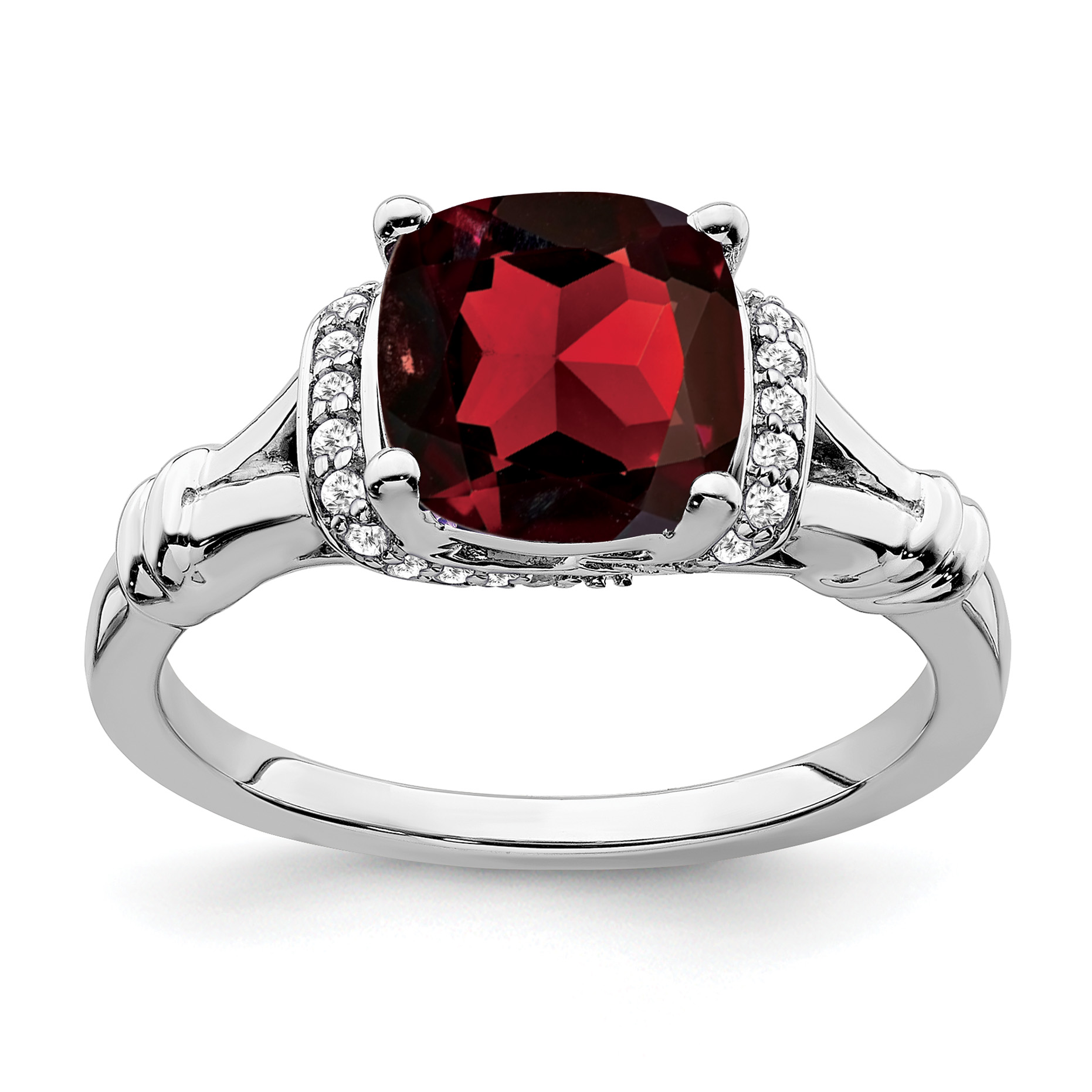 14k White Gold Garnet and Diamond Ring (RM7158-GA-013-WA)