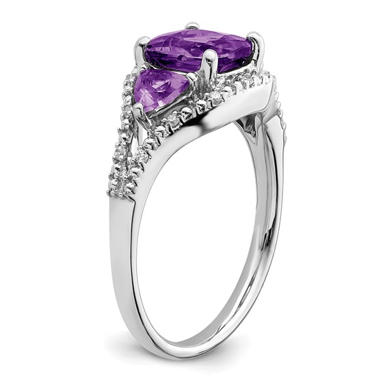 White Gold Gemstone and Diamond Ring