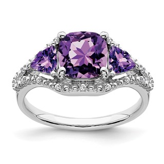White Gold Gemstone and Diamond Ring