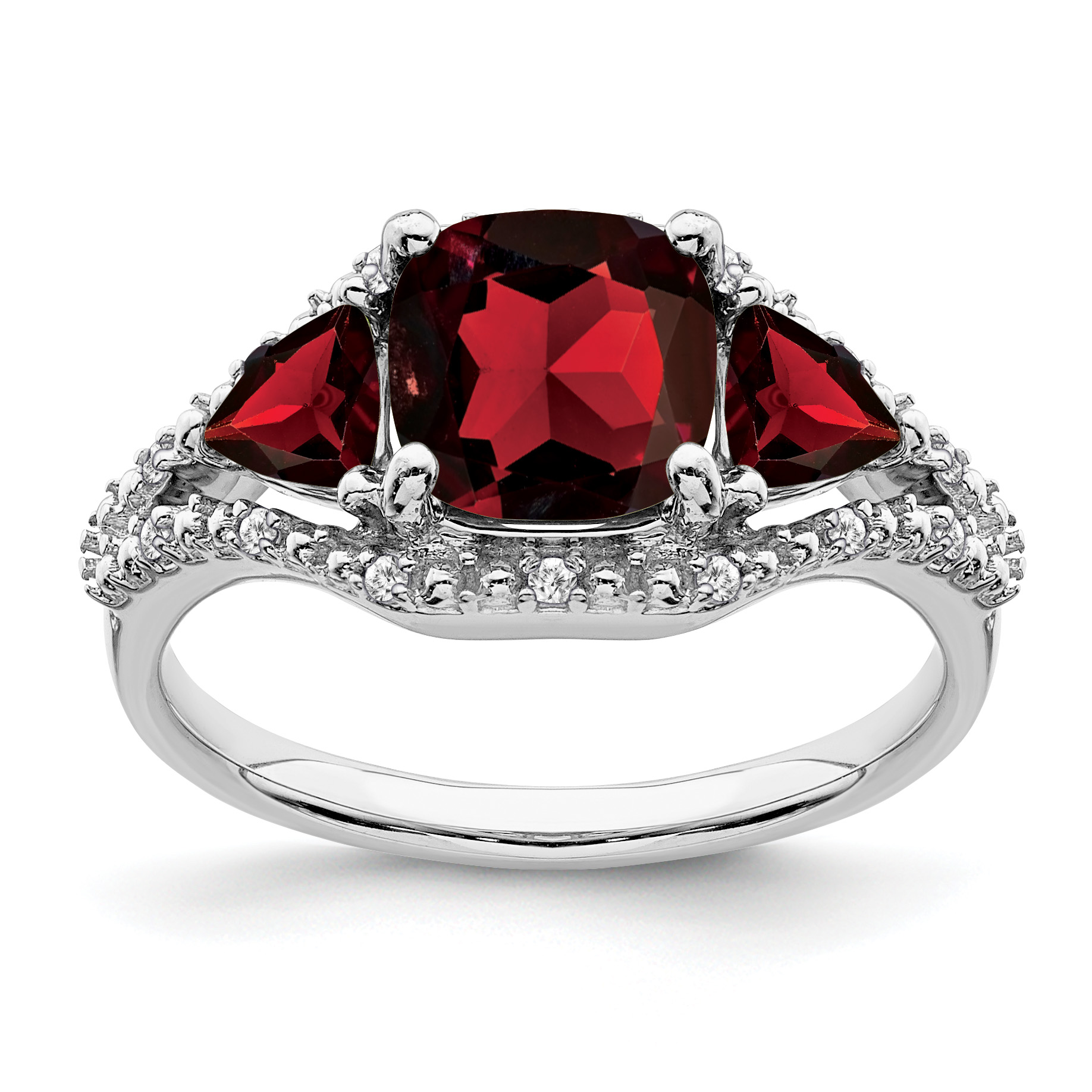 14k White Gold Garnet and Diamond Ring (RM7159-GA-007-WA)