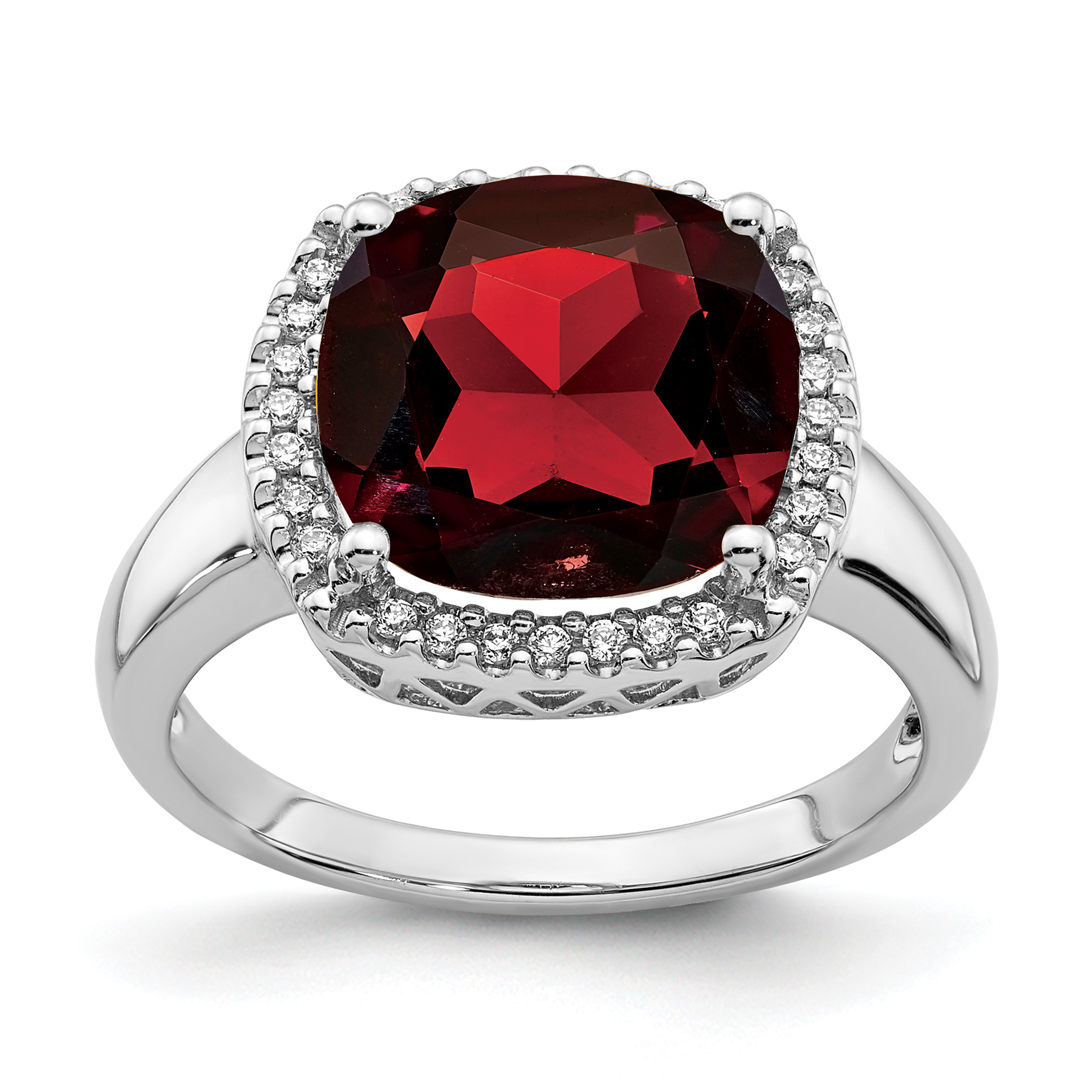 14k White Gold Garnet and Diamond Ring (RM7161-GA-014-WA)