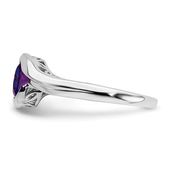 White Gold Gemstone Bypass Ring