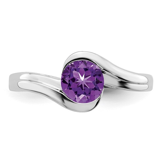 White Gold Gemstone Bypass Ring
