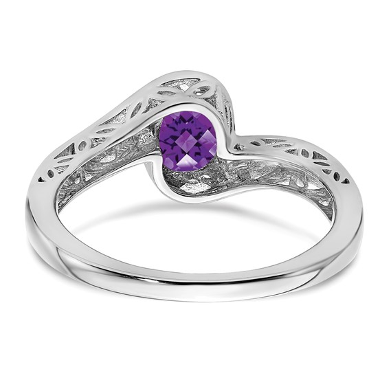 White Gold Gemstone Bypass Ring