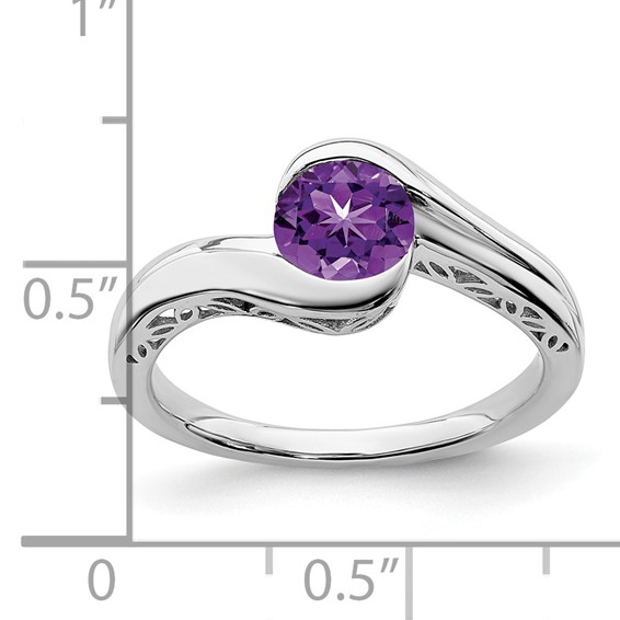 White Gold Gemstone Bypass Ring
