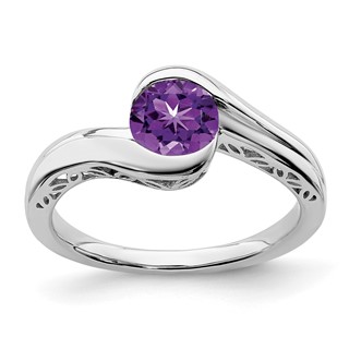 White Gold Gemstone Bypass Ring