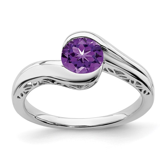 White Gold Gemstone Bypass Ring