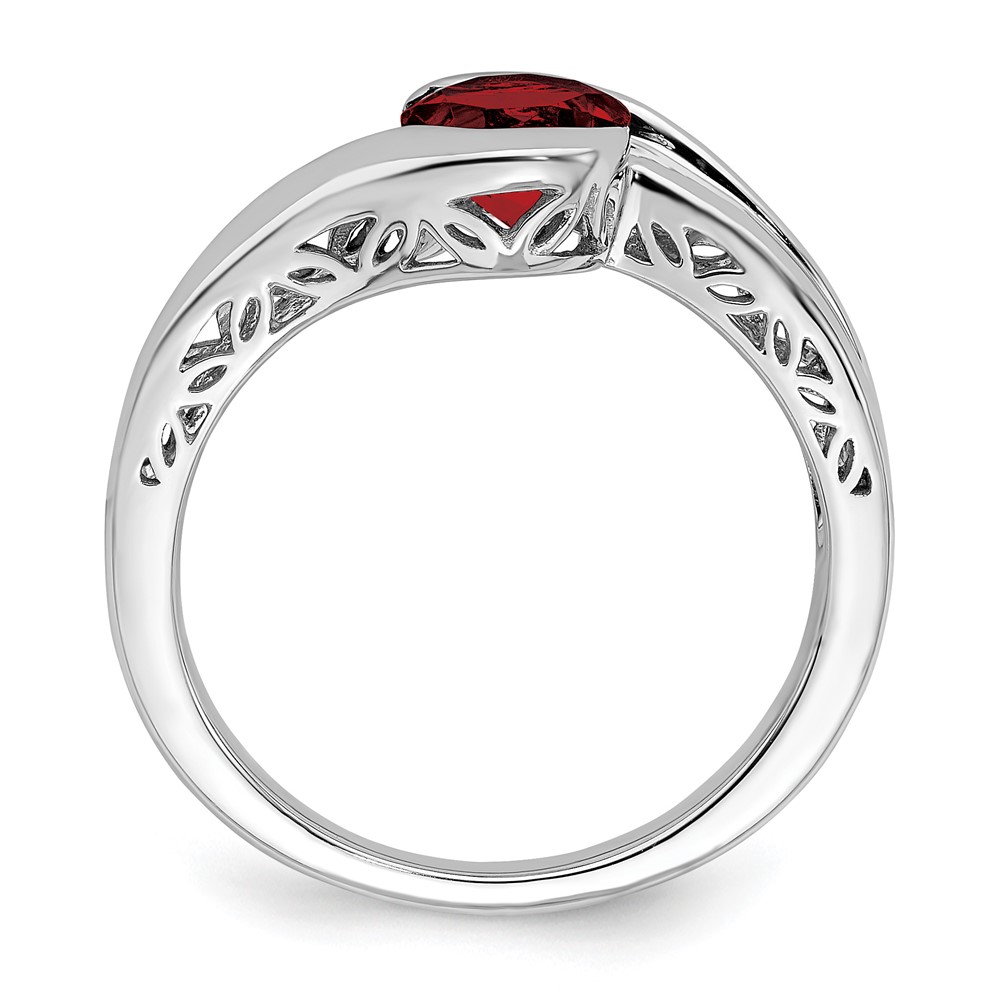 14k White Gold Garnet Bypass Ring (RM7164-GA-W)