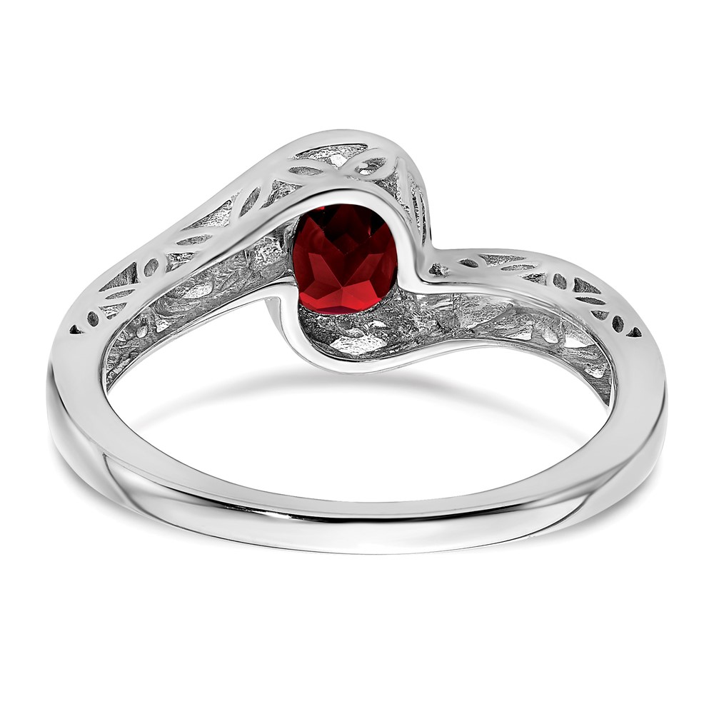 14k White Gold Garnet Bypass Ring (RM7164-GA-W)