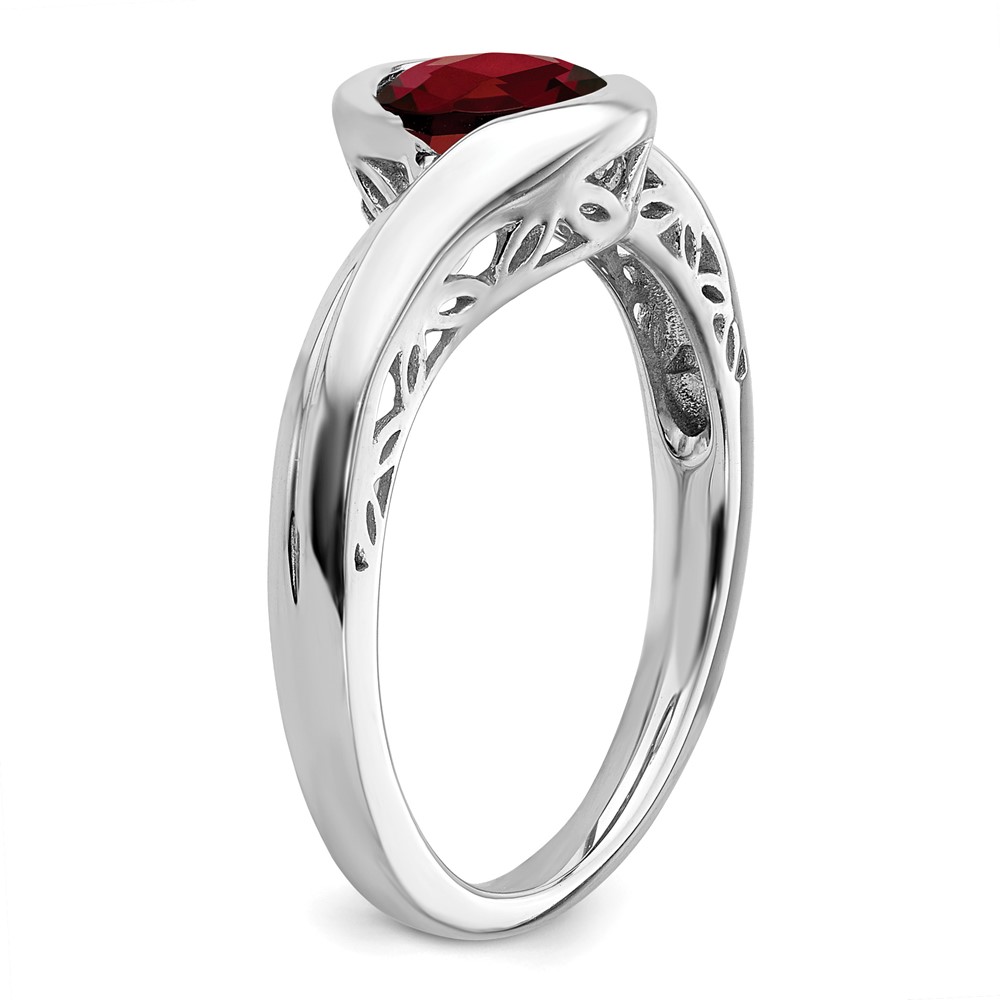 14k White Gold Garnet Bypass Ring (RM7164-GA-W)