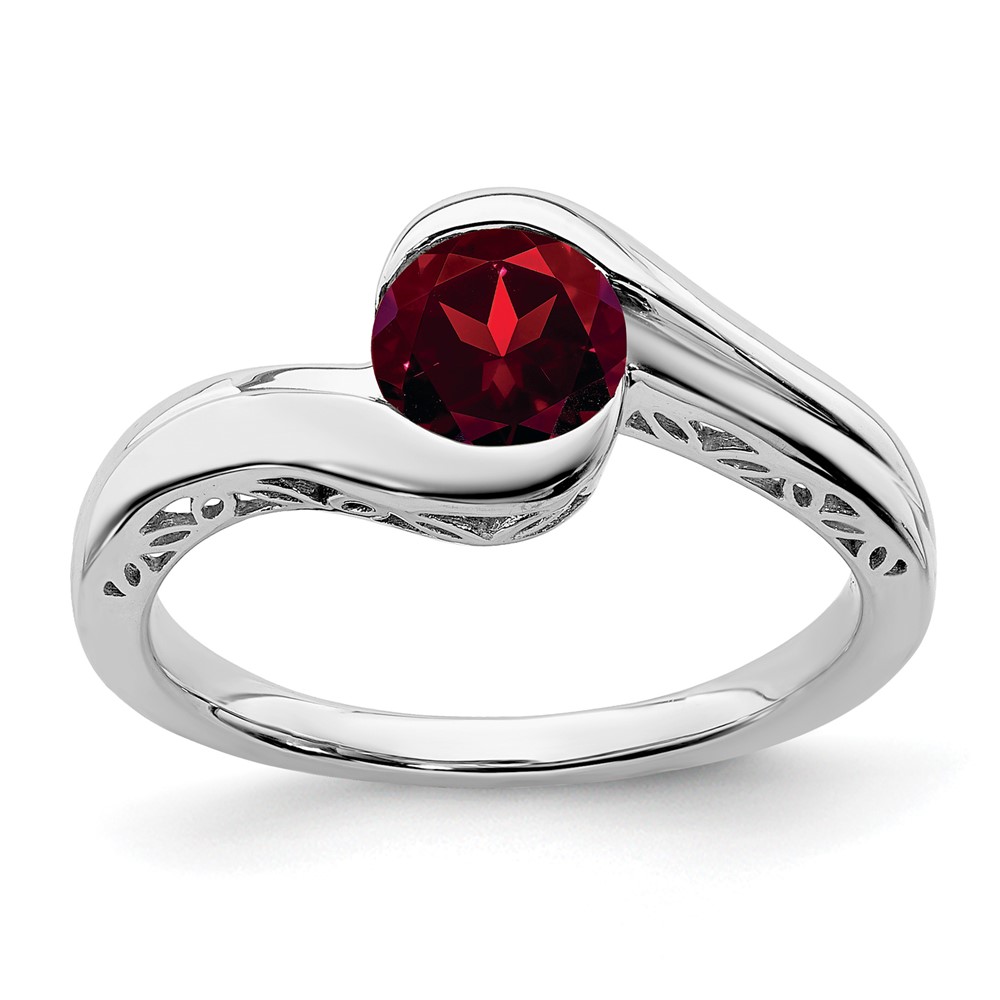 14k White Gold Garnet Bypass Ring (RM7164-GA-W)
