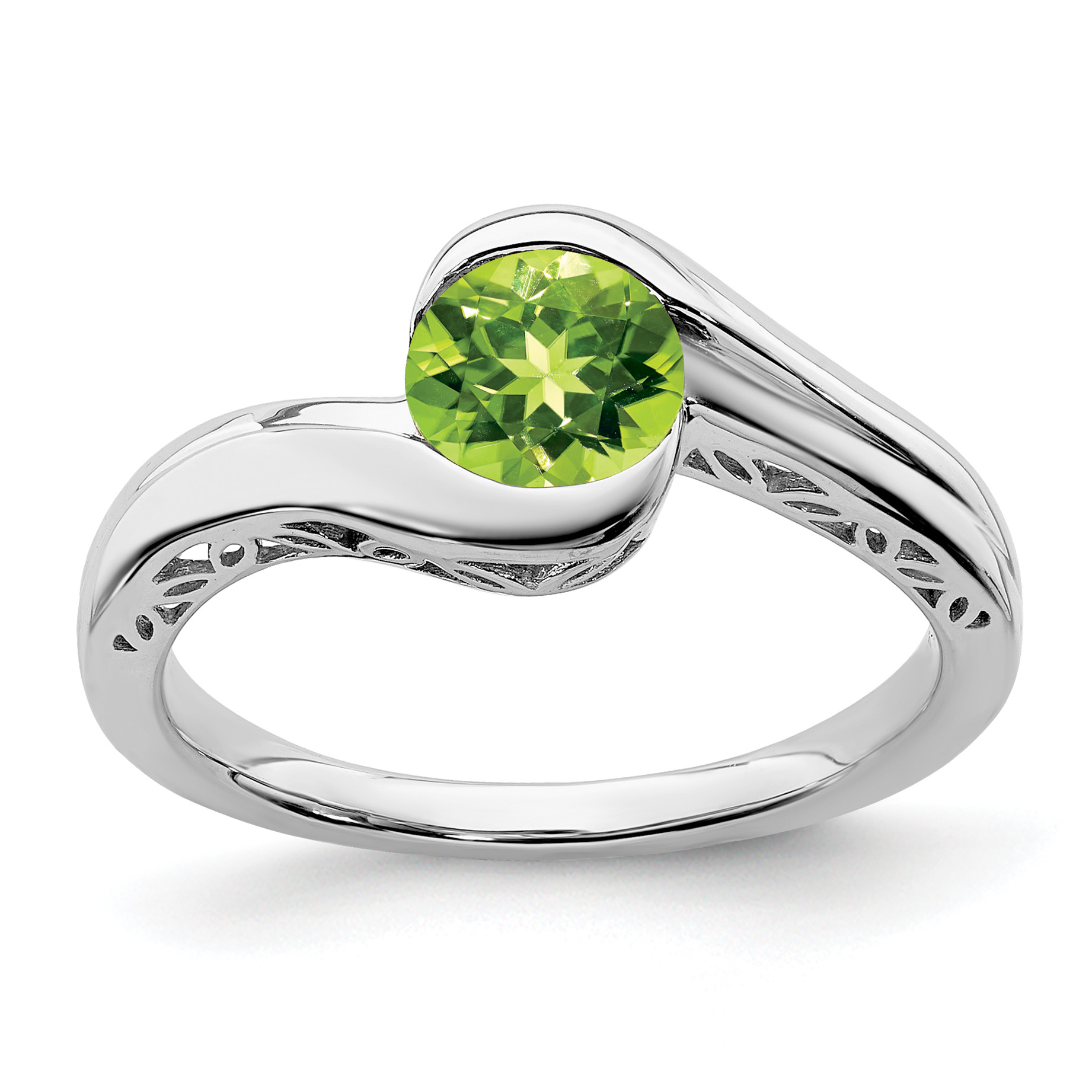 14k White Gold Peridot Bypass Ring (RM7164-PE-W)