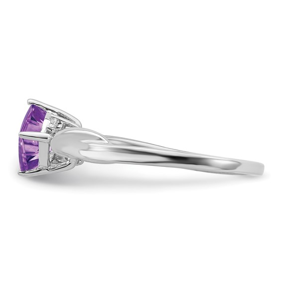 14k White Gold Cushion Gemstone and Diamond Ring