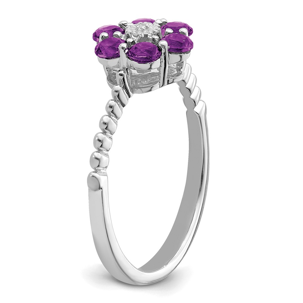 14k White Gold Amethyst and Diamond Floral Ring (RM7191-AM-003-WA)