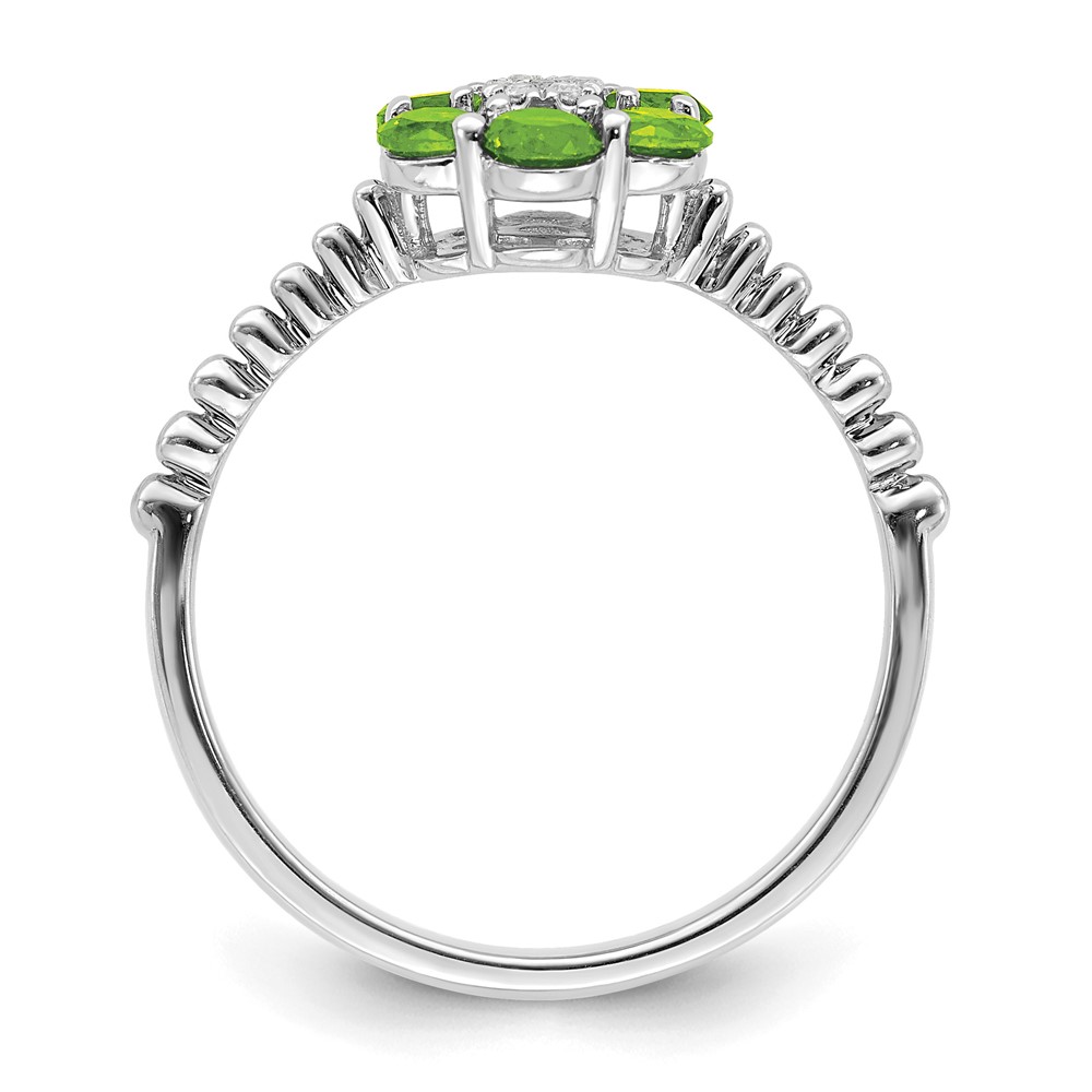 14k White Gold Peridot and Diamond Floral Ring (RM7191-PE-003-WA)