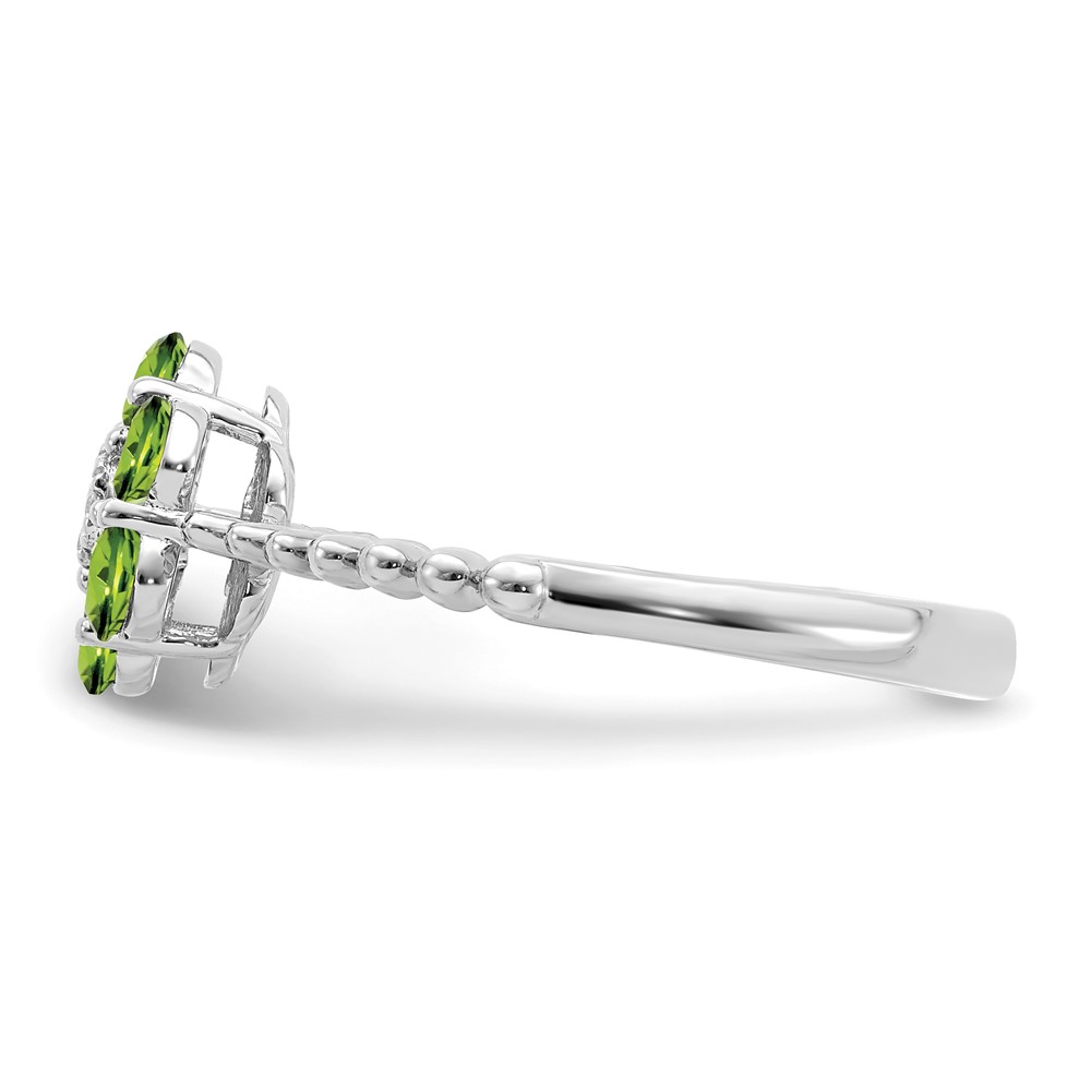 14k White Gold Peridot and Diamond Floral Ring (RM7191-PE-003-WA)