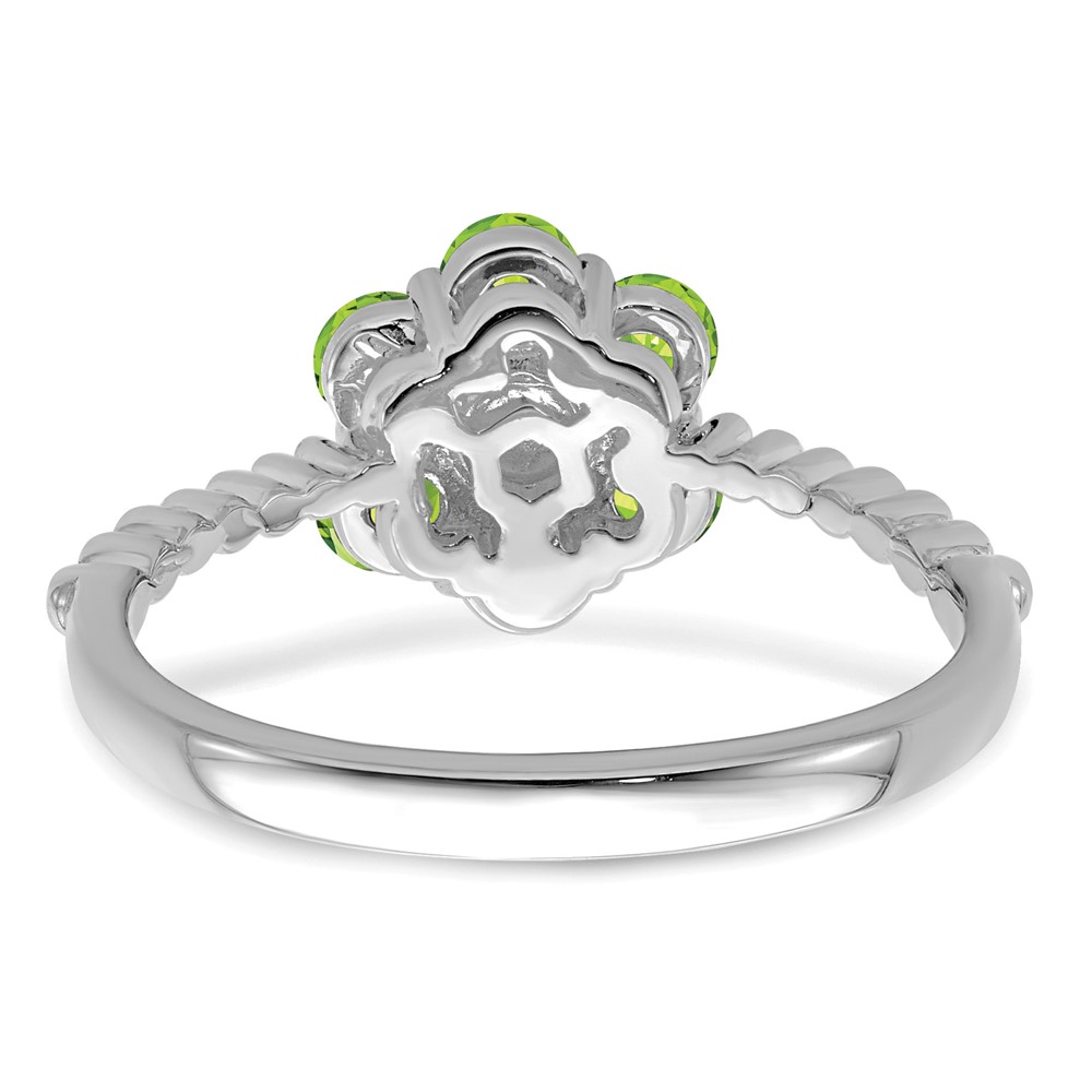 14k White Gold Peridot and Diamond Floral Ring (RM7191-PE-003-WA)